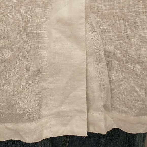 Two 100% Linen Blouses Lightweight White + 3/4 sleeve M Natural Fiber one floral - Picture 7 of 13